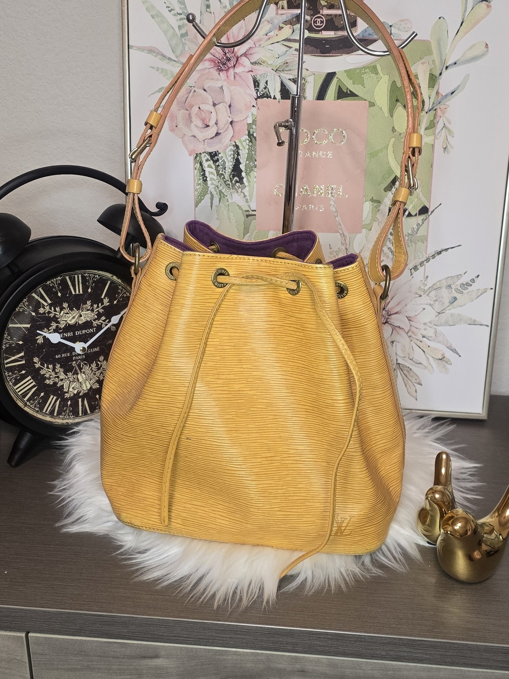 Vintage Louis Vuitton Noe Bucket In Epi Yellow